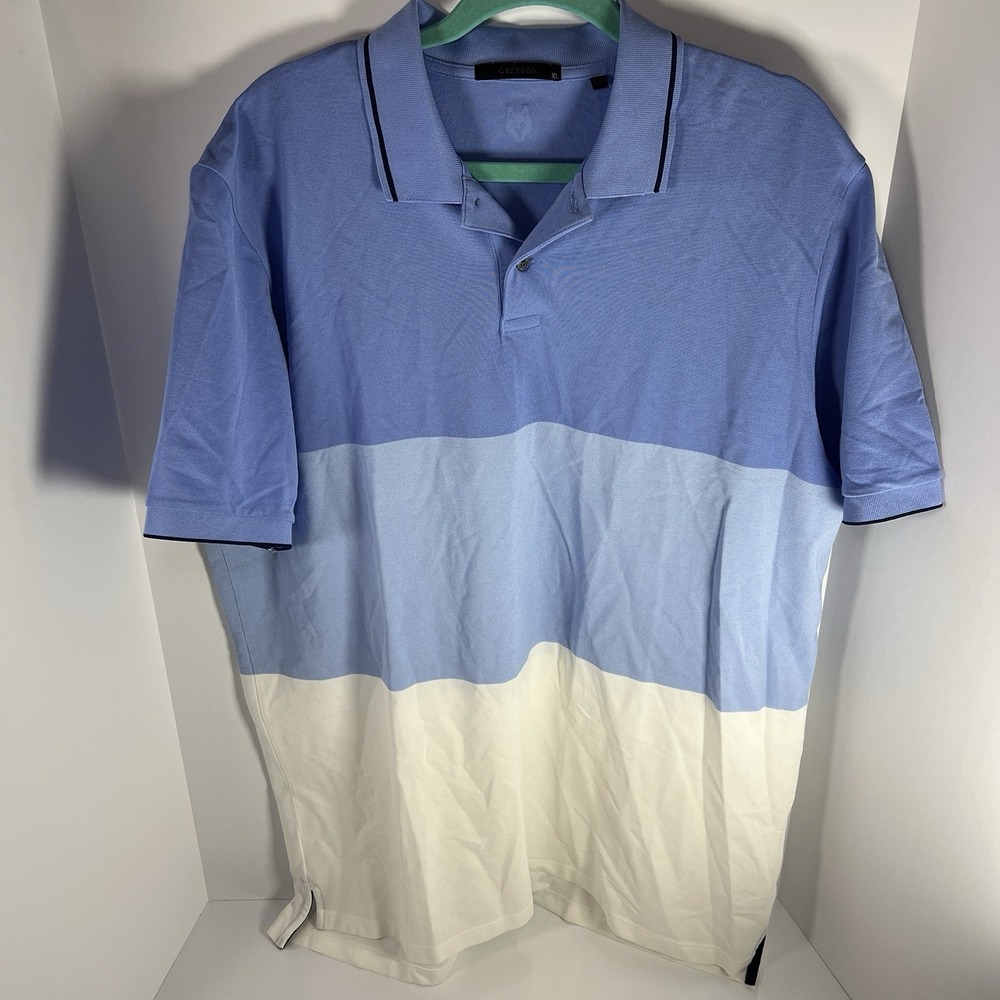 Greyson Colorblock Polo Shirt Men's XL Performance Golf Blue White